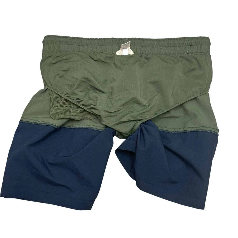 Duluth Trading Co Swim Trunks Mens Size Large Colorblock Pockets Mesh Lined